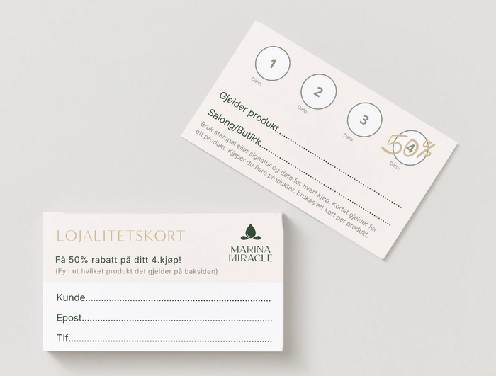Printed material - Marina Miracle LOYALTY CARD
